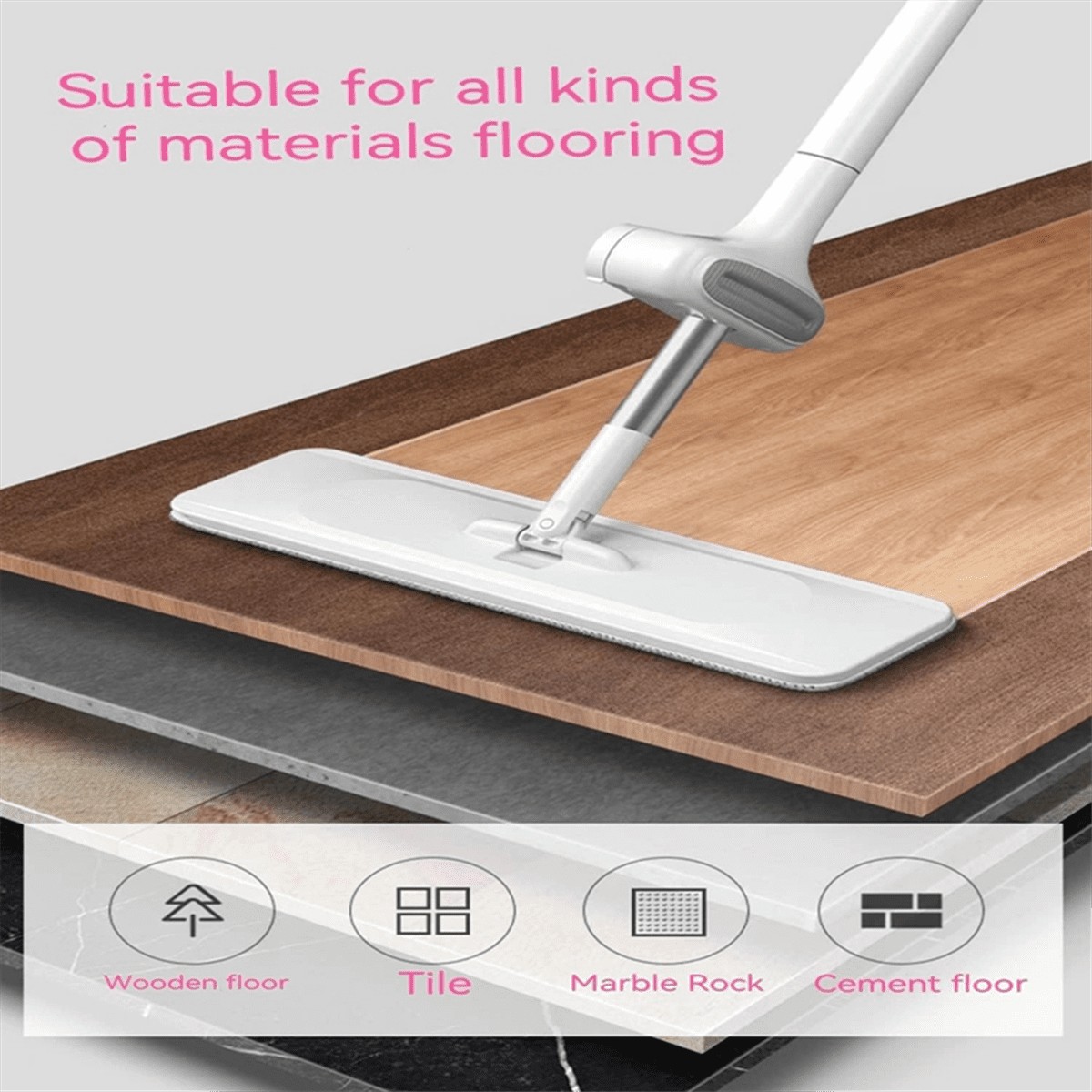 Biudunm Flat Mop,HandsFree Self Wringing Floor Cleaning Mop