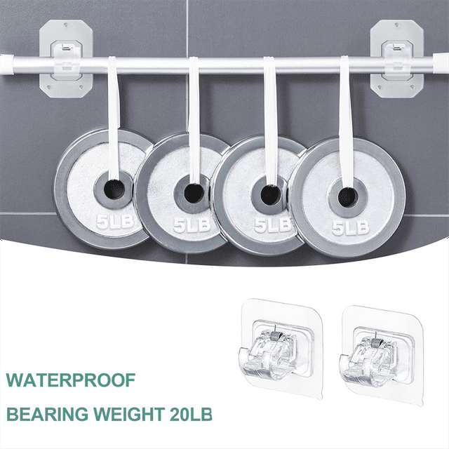 Biudunm No Drill Curtain Rod Brackets Set, 2Piece Adjustable Adhesive