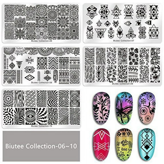 Biutee 19pcs Nail Stamp Plates Set 15 Plate 1Stamper 2Scraper 1storage Bag Nails Art Stamping Plate Scraper Stamper Set Leaves Flowers Animal Nail Plate Template Image Plate