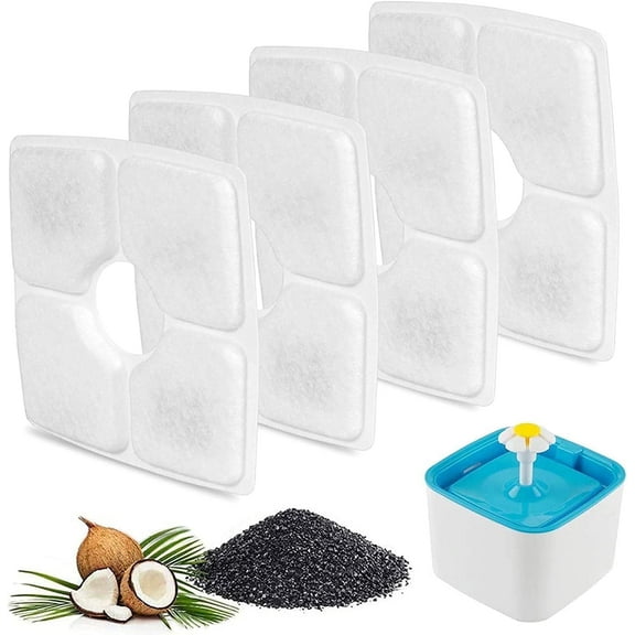 SEISSO 4 Pack 84 oz/2.5L Cat Water Fountain Replacement Filters for Cat and Dog Water Dis, with Activated Carbon & Resin, Improves Water Purity, Removes Odor and Hair, Keeps Pets Hydrated and Healthy