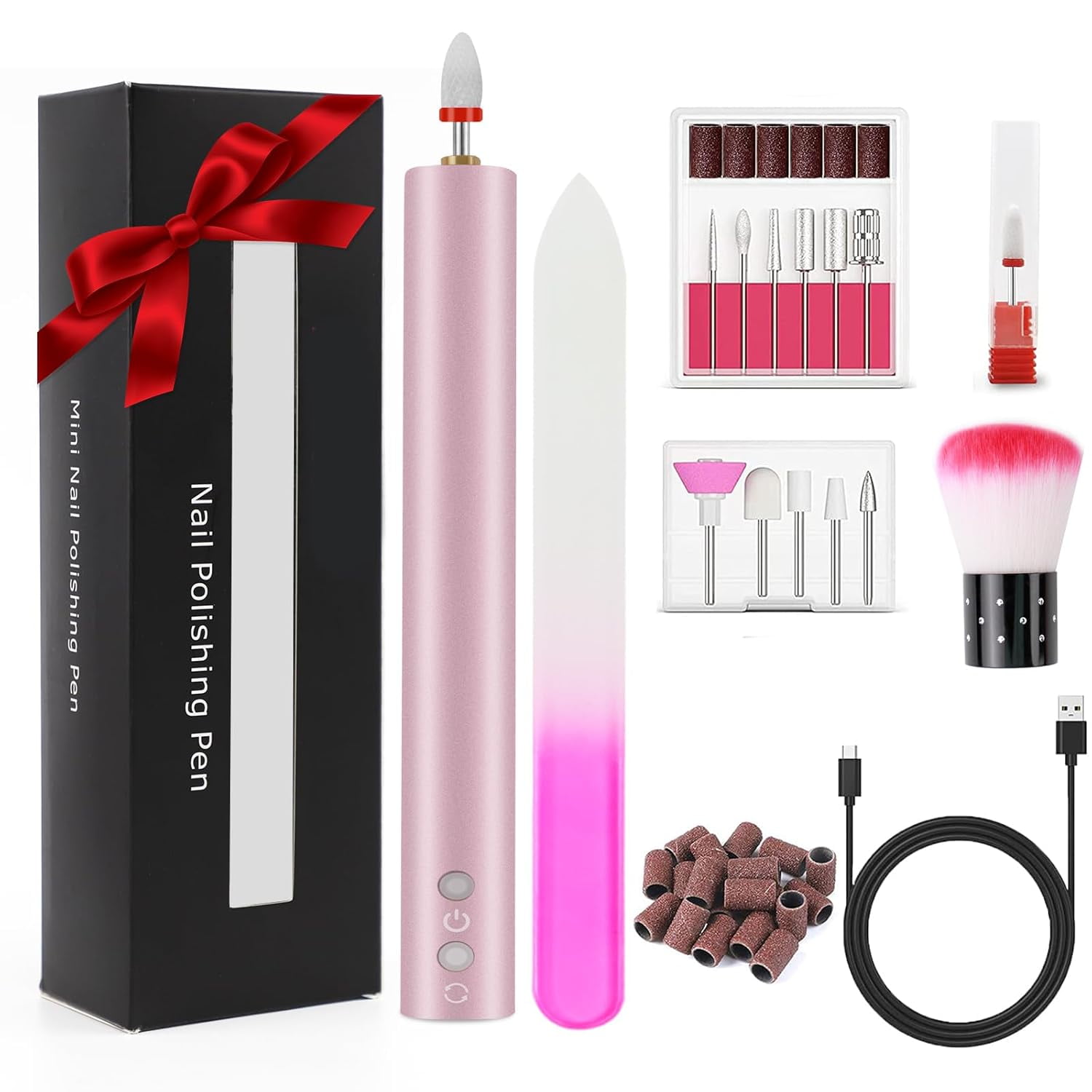 Biutee Cordless Nail Drill 15000RPM Professional Portable Rechargeable Electric Nail Drill Machine with LED Electric Efile Nail File with Bits and Sanding Bands for Acrylic Gel Nail Manicure Pedicure