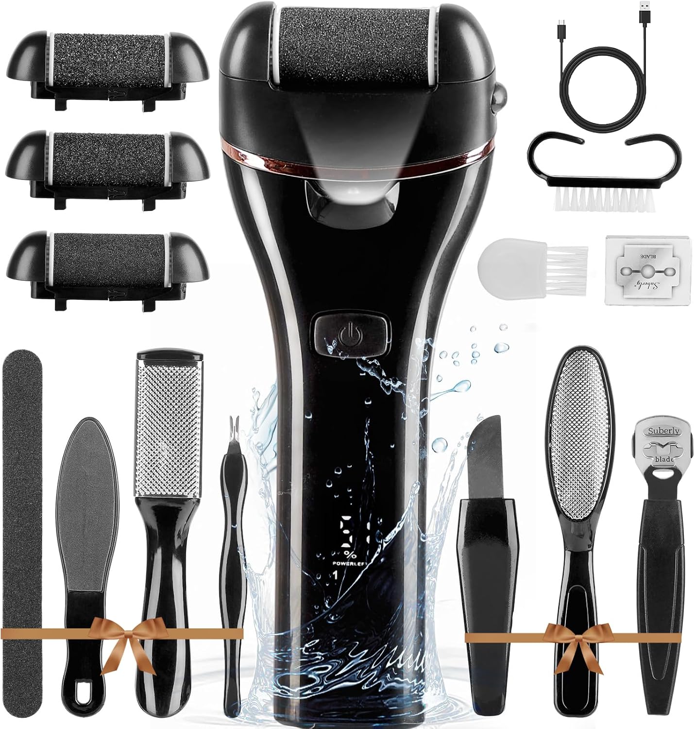 Biutee Foot Callus Remover Electric Foot File Rechargeable Professional Pedicure Tools Foot Care Kit Foot Scrubber for Dry Cracked Hard Dead Skin with 3 Rollers 3 Adjustable Speed