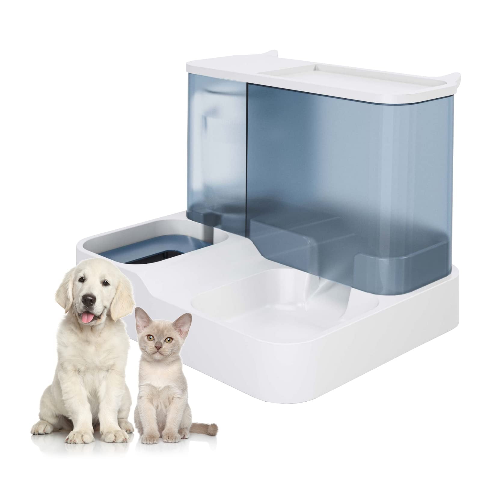 All in One Pet Feeding Bowl Cat Dog Water and Food Feeder Automatic Dispenser - Blue main image 0