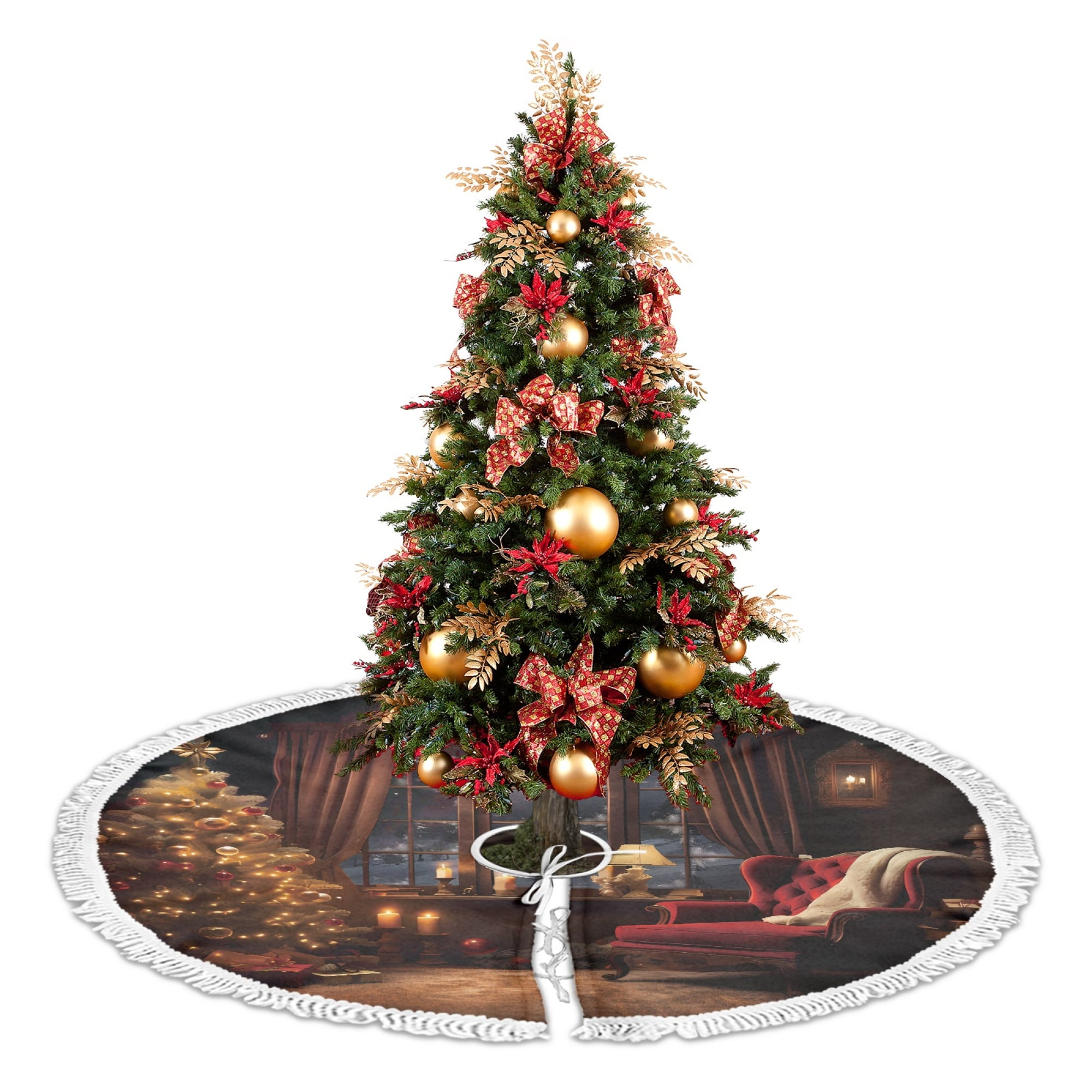 Bivenant Store 35.4 Inch Christmas Tree Skirt Christmas Decorations