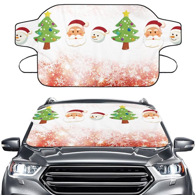 Bivenant Store Christmas Theme Car Windshield Cover for Ice and Snow