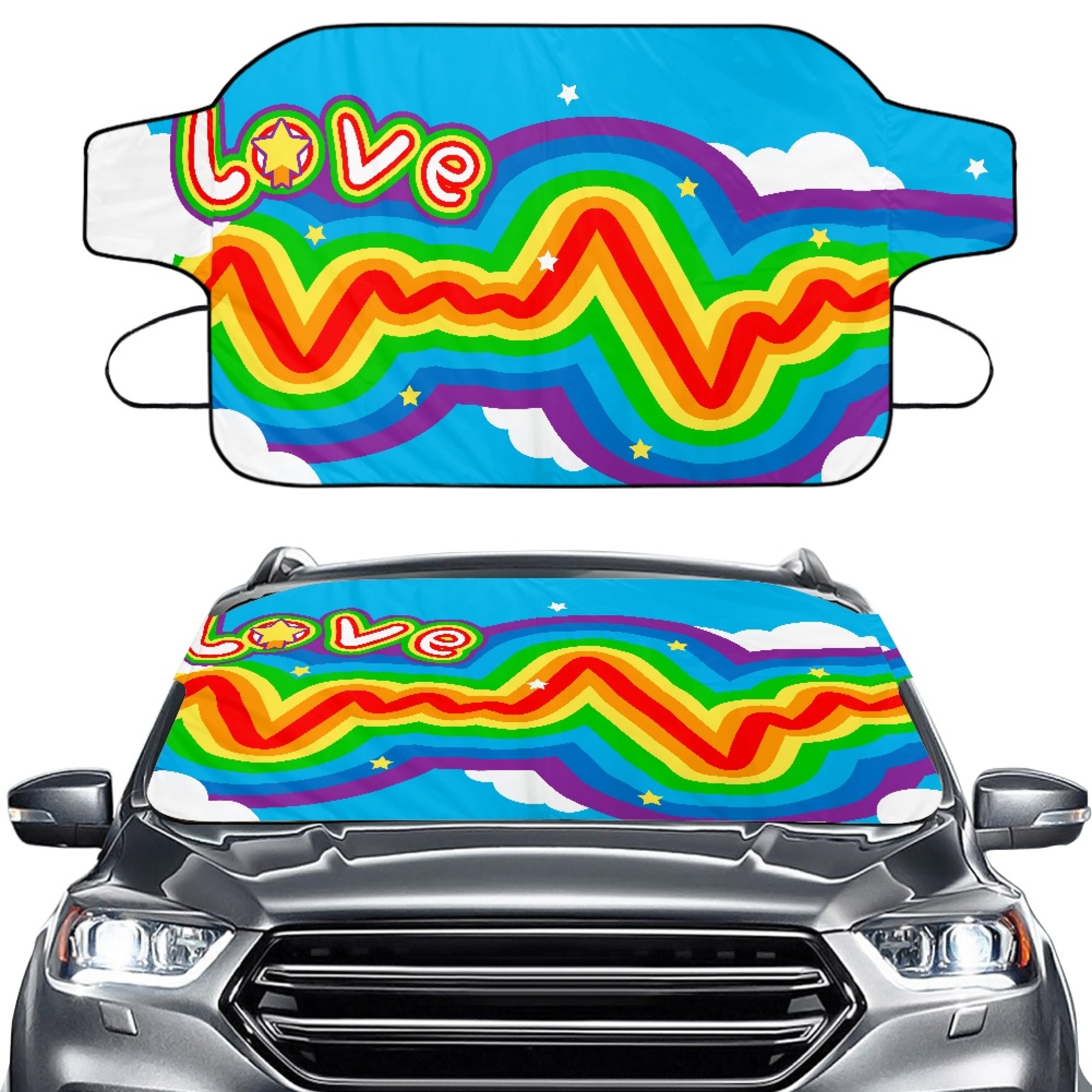 Bivenant Store Rainbow Car Windshield Cover for Ice and Snow Car Front