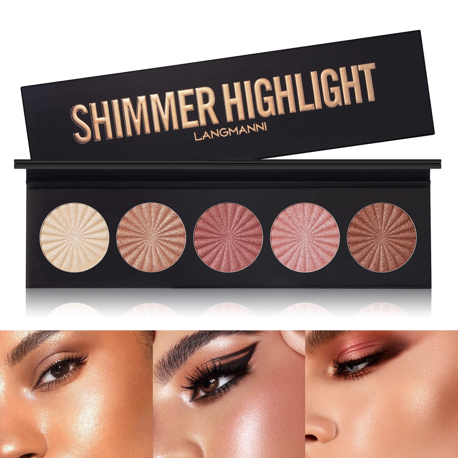 Biweutydys 5 Colors Shimmer Highlighter , FaceContour Shiny Glow