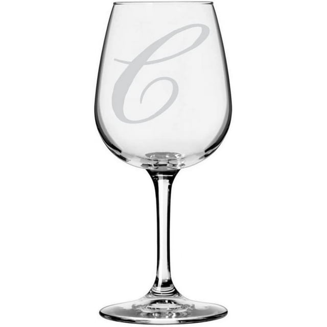 Bix Script Etched Monogram All Purpose 12.75oz Libbey Wine Glass Letter C