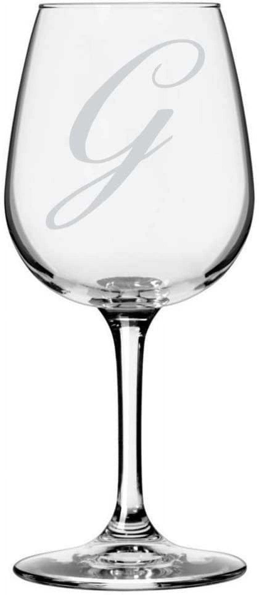 Scripted Glass Bix Script Etched Monogram All Purpose 12.75oz Libbey Wine Glass Letter ...
