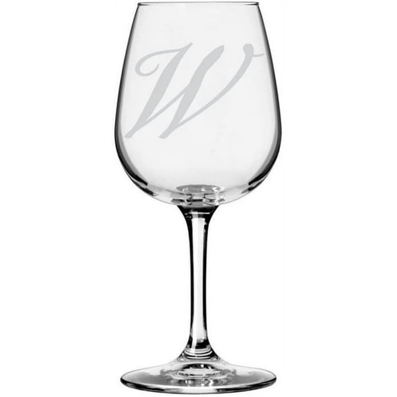 Bix Script Etched Monogram All Purpose 12.75oz Libbey Wine Glass Letter W