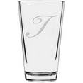 thumbnail image 1 of Bix Script Etched Monogram All Purpose 16oz Libbey Pint Glass Letter T, 1 of 1
