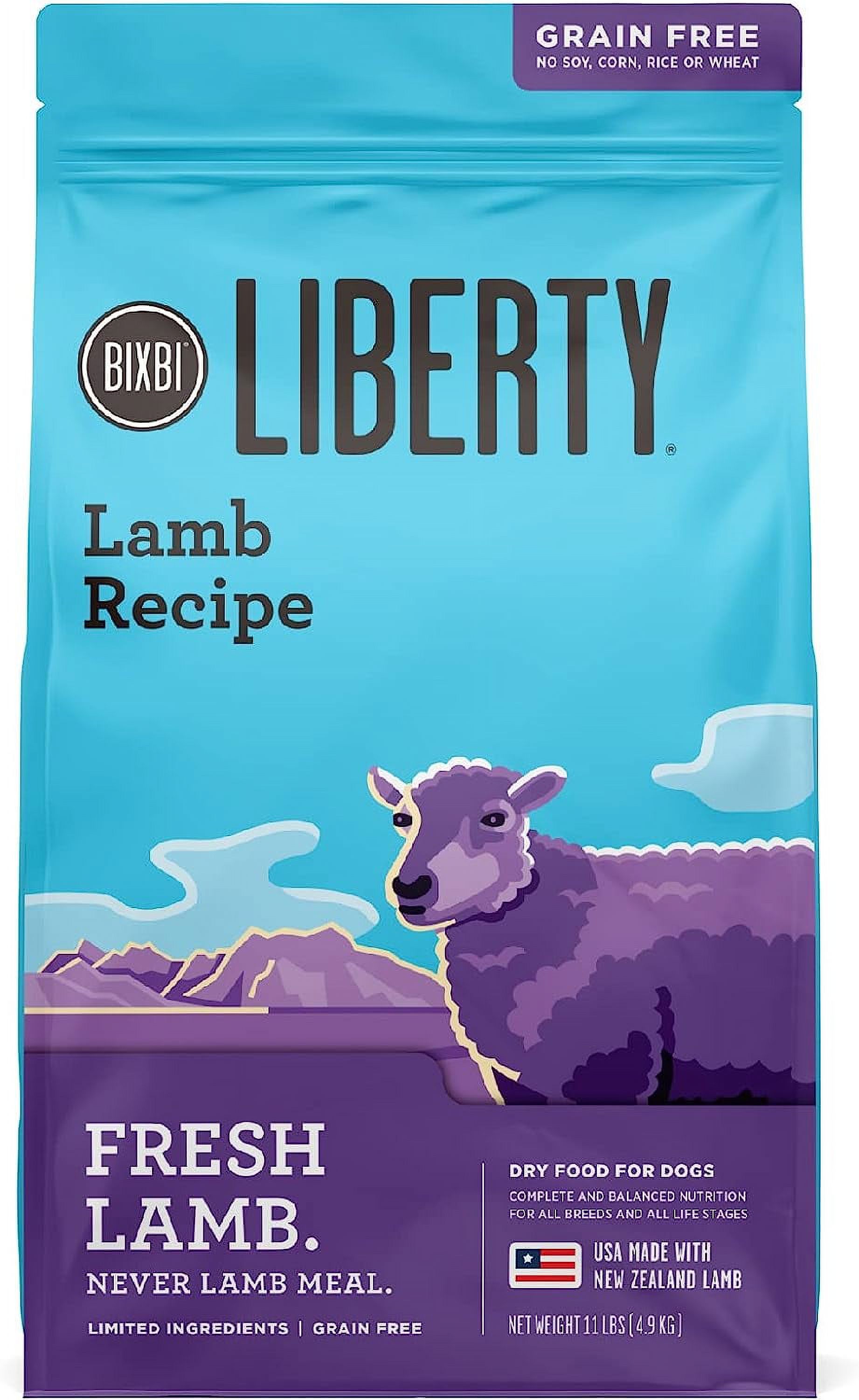 Bixbi Liberty Grain Free Dry Dog Food, Lamb Recipe, 11 lbs Fresh Meat