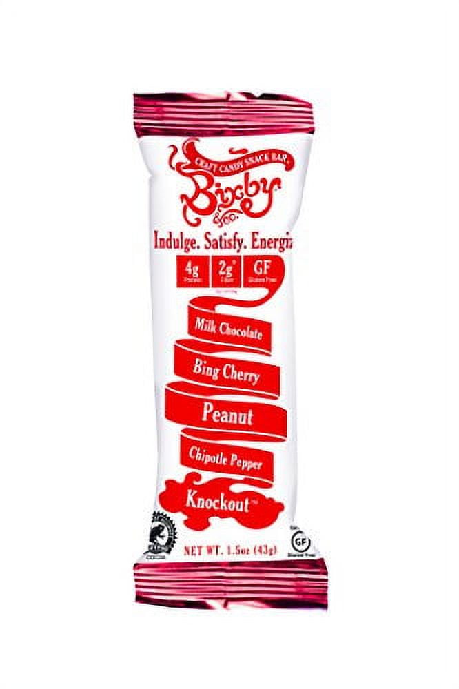 Bixby Bar Knockout Milk Chocolate Bing Cherry Chipotle Pepper Peanut 1.5 oz Bars Case of