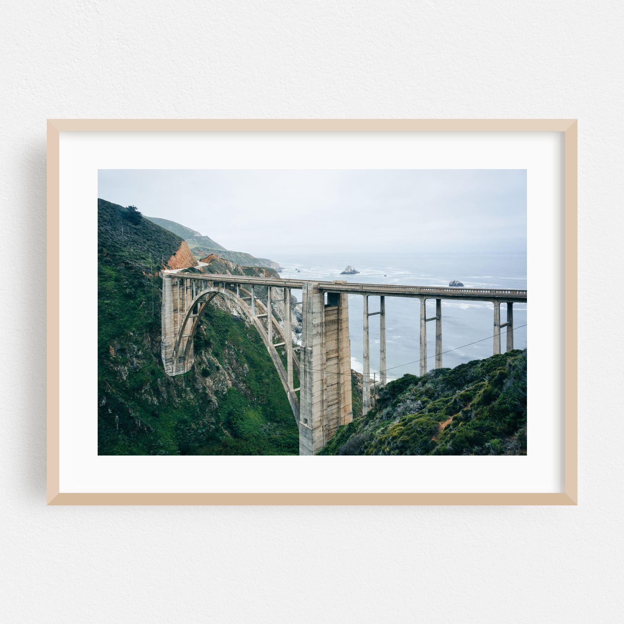 Bixby Bridge - Big Sur California Photography Oak Framed Wall Art Print ...