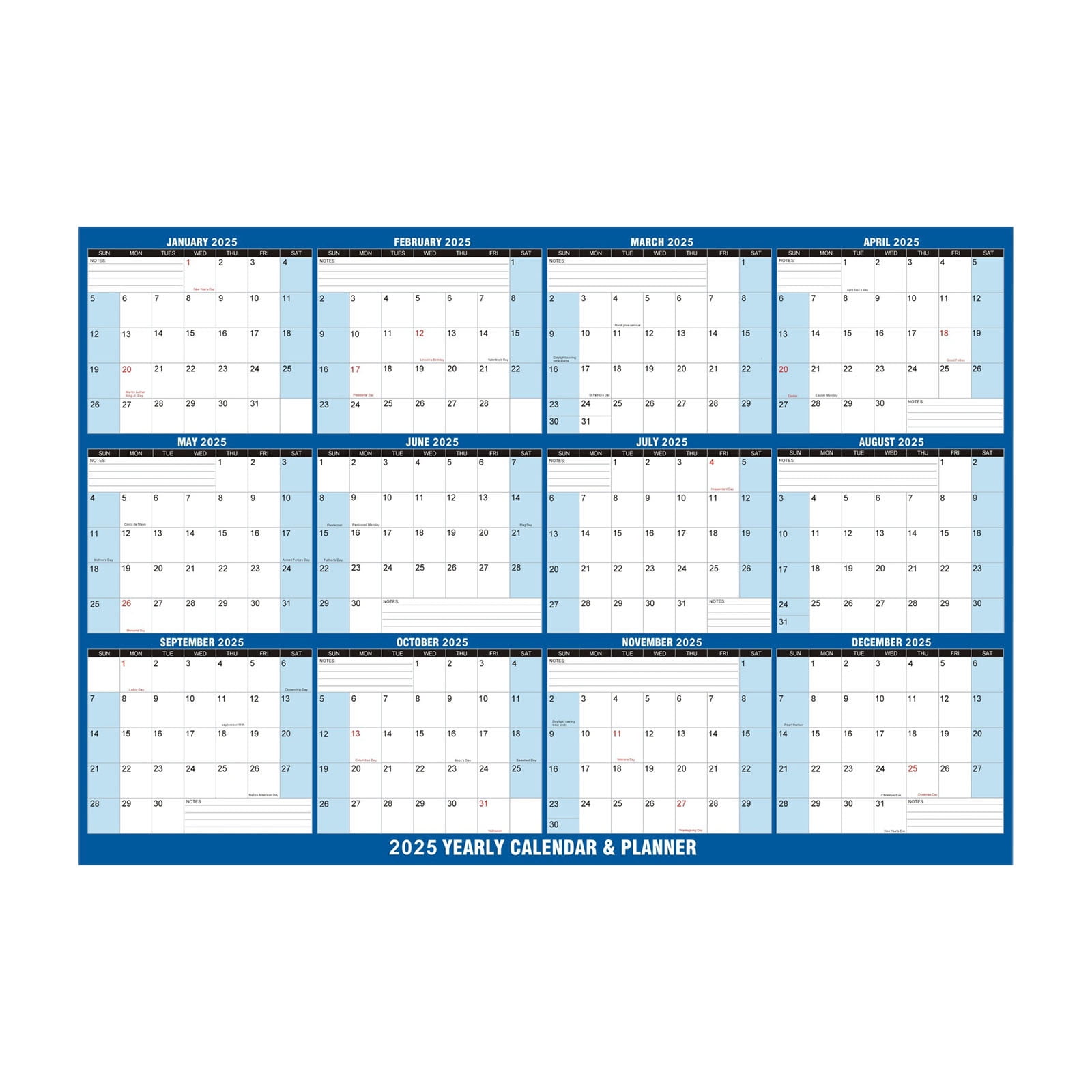 Bixock 2025 New Year Calendar Gifts 2025 English Wall Mounted Double