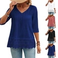 thumbnail image 1 of Bixock 3/4 Length Sleeve Women's Tops,Casual Tops for Women,Blouse for Women Hollow Out Embroidery Lace Casual Blouse Tops, 1 of 6