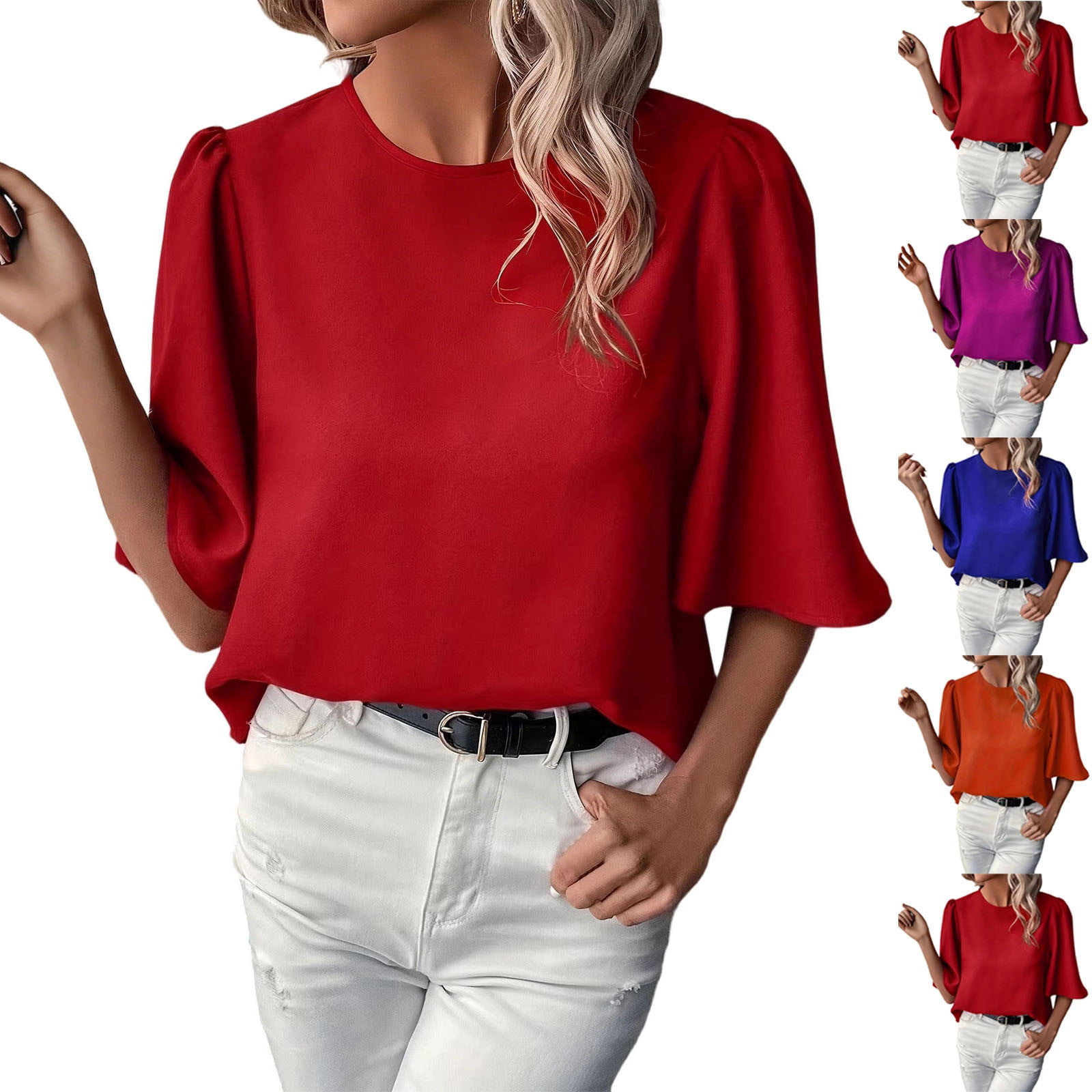Bixock 3/4 Length Sleeve Women's Tops,Summer Women's Clothing,Blouse ...