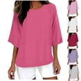 thumbnail image 1 of Bixock 3/4 Sleeve Maternity Tops Plus Size Short Crew Neck Loose Pregnancy Top Casual Maternity Shirt Summer Maternity Clothes, 1 of 4