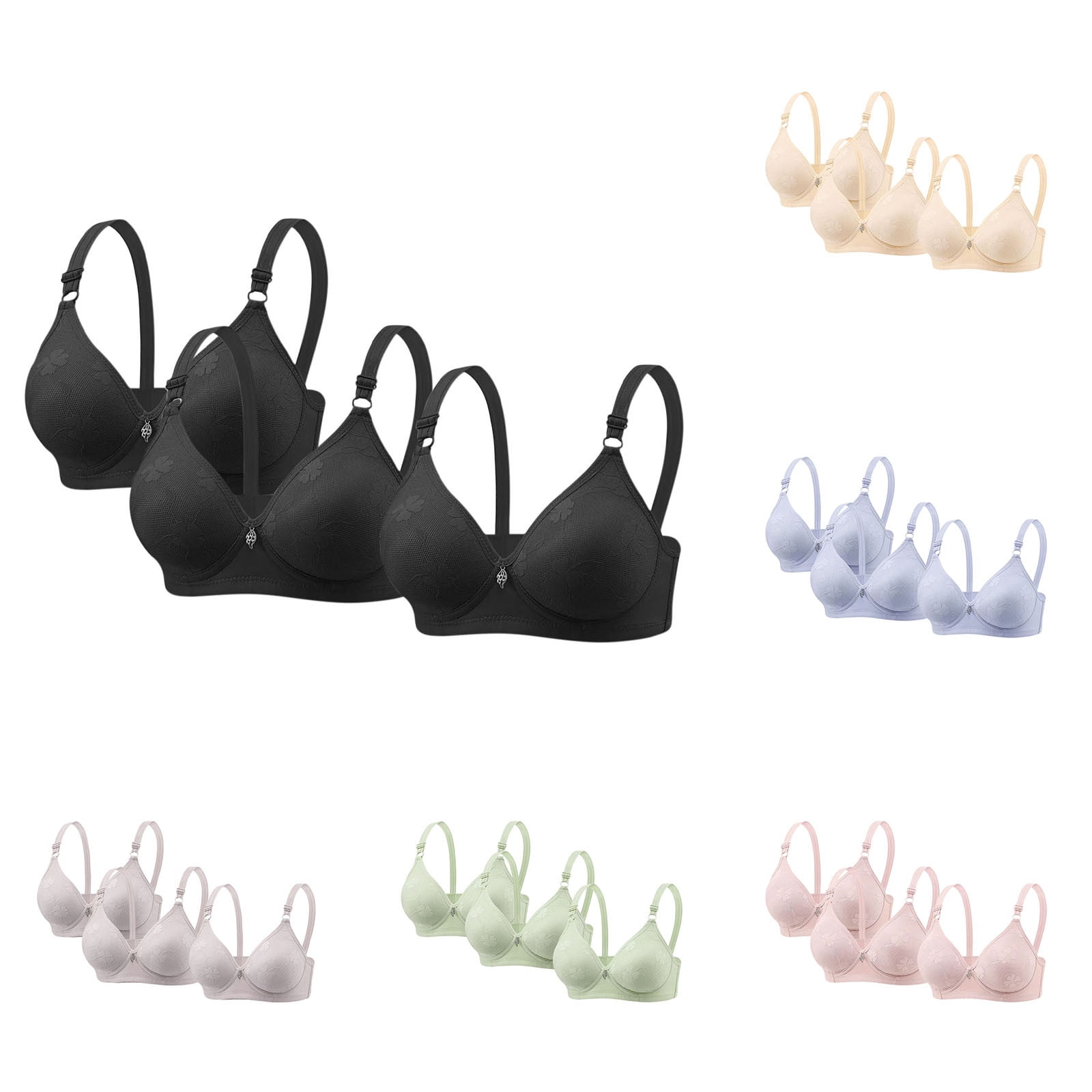 Bixock 3PC Plus Size Push Up Bras for Women Back Fat Smoothing Bra ...