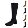 thumbnail image 1 of Bixock Boots for Women Zipper Tall Boots Round Toe Mid Heel Slip On Back Comfortable Daily Casual Outdoor Wear Fall Women Shoes, 1 of 3