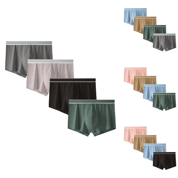 Bixock Boxer Briefs for Men,Men's Big and Tall Underwear Cotton Breathable Pius Size Solid Color Soft Stretch 4-Pack Briefs