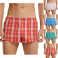 thumbnail image 1 of Bixock Boxer Briefs for Men,Men's Underwear Cotton Loose Boxer Shorts Check Print Soft Breathable Casual Drawstring Briefs, 1 of 6