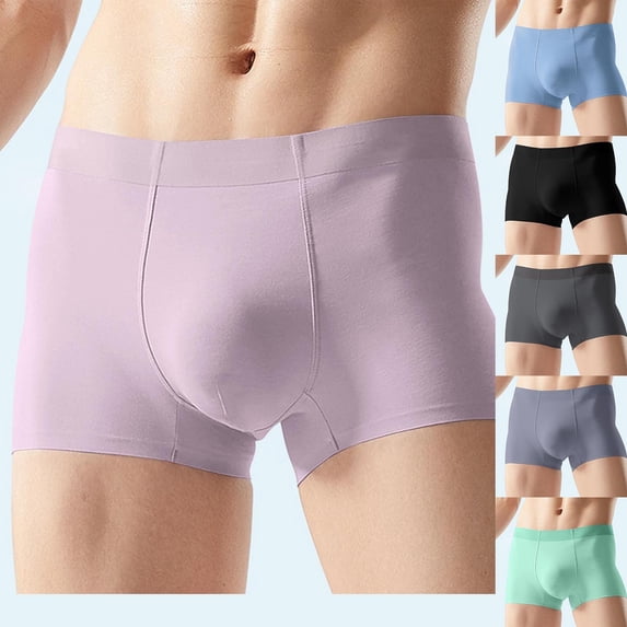 Bixock Boxer Briefs for Men Underwear Seamless Solid Color Breathable Soft Summer Thin Stretch Briefs