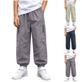 thumbnail image 1 of Bixock Boys Sweatpants High Waist Cargo Pants Kids Jogger Elastic Waist Solid Color Side Pocket Loose Breathable Outdoor Hiking Casual Daily Activity Wear Size 9-10Years, 1 of 6