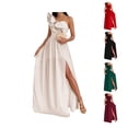 thumbnail image 1 of Bixock Casual Dresses for Women,Women's Plus Size Dresses,Dresses for Women One Shoulder Sleeveless Solid Ruffle Hem Bodycon Dress with High Slit Cocktail Dresses, 1 of 6