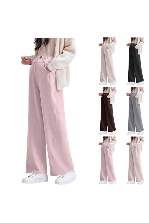 Casual Maternity Pants over the Belly Plus Size Pregnancy Pants Stretchy Silk Elastic Waist Loose Wide Leg with Pants Pockets