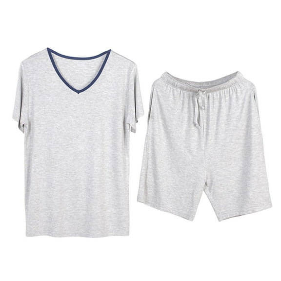 Bixock Casual Pajamas Sets for Men,Two-piece Pajamas Set for Men,Pajamas for Men Casual Crew Neck Short Sleeve Shorts Soft Comfortable Daily Sleepwear Sets