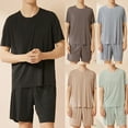 thumbnail image 1 of Bixock Casual Pajamas Sets for Men,Two-piece Pajamas Set for Men,Pajamas for Men Casual Crew Neck Short Sleeve Shorts Comfort Daily Sleepwear Sets, 1 of 3