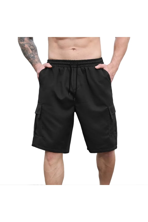 Casual Pant for Men,Cargo Short Pants for Men,Men's Solid Color Twill Chino Pants with Button and Zip Closure Front Pockets Smart Casual- Shorts