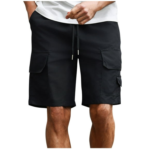 Bixock Casual Pant for Men,Cargo Short Pants for Men,Men's Solid Color Canvas Shorts with Loop and Pockets Work Outdoor- Pants