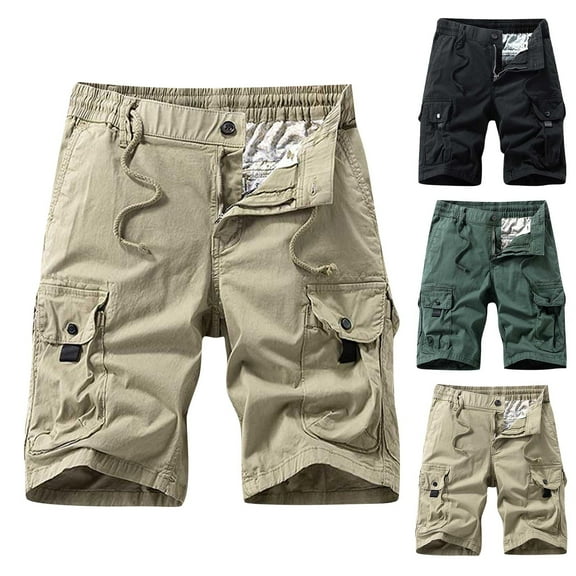 Bixock Casual Pant for Men,Cargo Short Pants for Men,Men's Solid Color Canvas Work Shorts with Pockets and Loop Carpenter- Pants