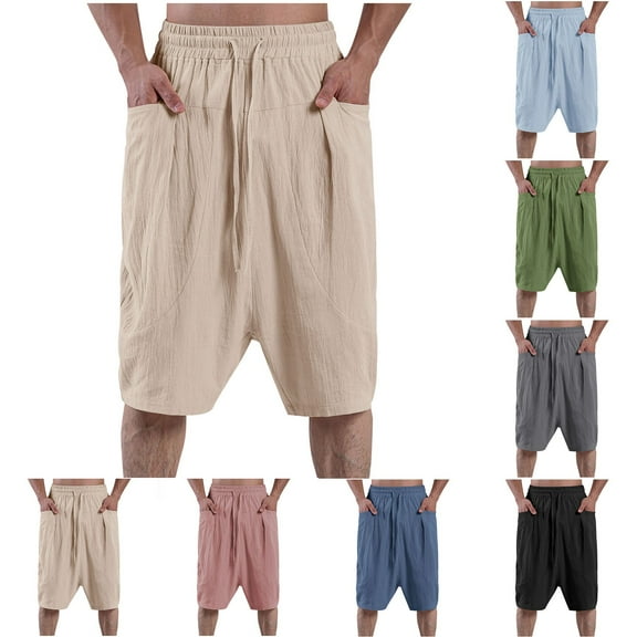 Bixock Casual Pant for Men,Short Pants for Men,Men's Solid Color Work Pants with Pockets and Reinforced Stitching Carpenter- Shorts