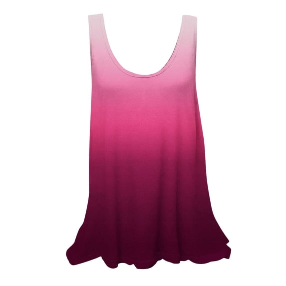 Bixock Casual Tank Tops for Women,Gradient Color Sleeveless Blouse,Crew Neck Sleeveless Fashion Lightweight Tops