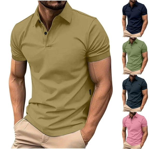 Bixock Casual Tops for Men,Short Sleeve Shirts for Men,Shirts for Men Summer Short Sleeve Collar Solid Color Button Casual Daily Comfortable Shirt Tops