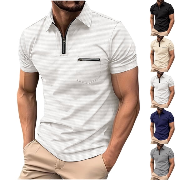 Bixock Casual Tops for Men,Short Sleeve Shirts for Men,Shirts for Men Summer Short Sleeve Collar Solid Color Casual Daily Comfortable Fashion Wear Tops