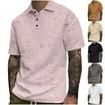 thumbnail image 1 of Bixock Casual Tops for Men,Short Sleeve Shirts for Men,Shirts for Men Summer Short Sleeve Collar Solid Color Distressed Button Casual Daily Fashion Tops, 1 of 5