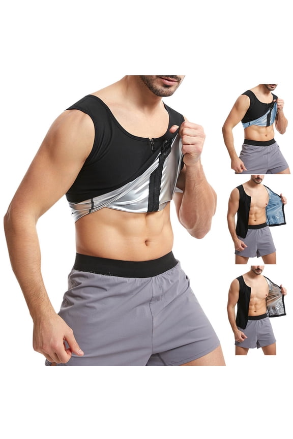 Casual Tops for Men,Fleece Tank Tops for Men,Tops for Men Solid Color Athletic Tank Top Waist Trainer Shaper Slim Crew Neck Sleeveless Tops