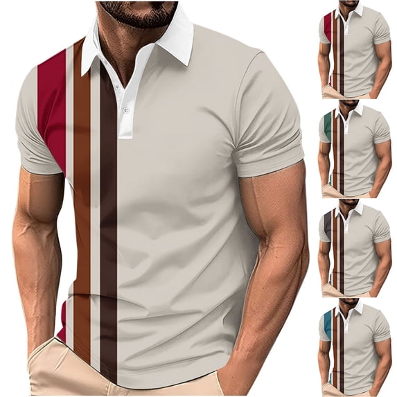 Bixock Casual Tops for Men,Short Sleeve Shirts for Men,Shirts for Men Summer Short Sleeve Collar Print Button Casual Daily Comfortable Fashion Tops