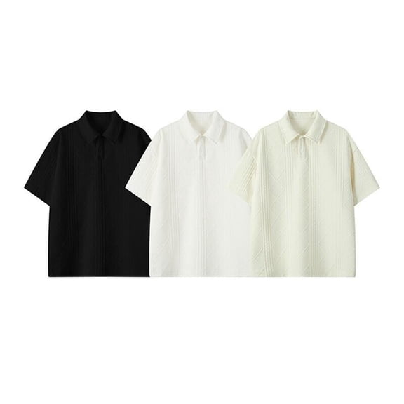 Bixock Casual Tops for Men,Short Sleeve Shirts for Men,Shirts for Men Summer Short Sleeve Collar Solid Color Lightweight Casual Daily Tops