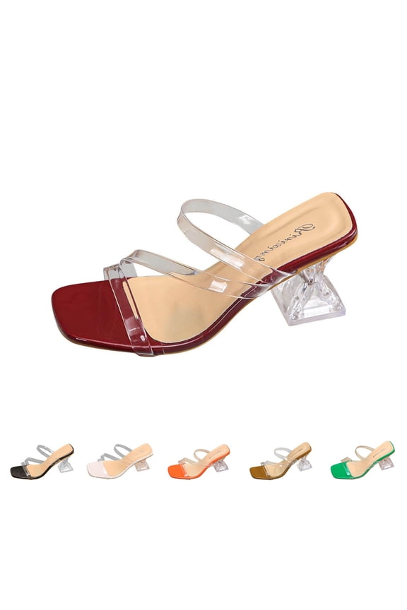 Dress Shoes for Women,Clear Heels for Women Dress Shoes Transparent Strap Stilletos Heels Open Toe High Heeled Sandals Pump Mules