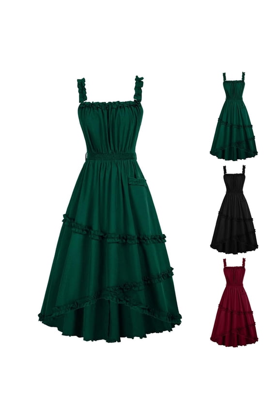 Dresses for Women,Mini Dress for Women,Women's Busr Backless Sleeveless Ruffle Waist Defining Spaghetti Strap Solid Color Dress for Special Events Dress