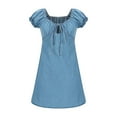 thumbnail image 1 of Bixock Dresses for Women,Women Oversize Mini Dress,Women's Denim Short Sleeve V-Neck Knee-Length Dress for Work Attire or Smart Casual Dress, 1 of 3