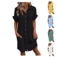 thumbnail image 1 of Bixock Summer Dresses for Women,Short Dresses for Women Short Sleeve V-Neck Cotton Button Front Loose Casual Mini Dress, 1 of 5