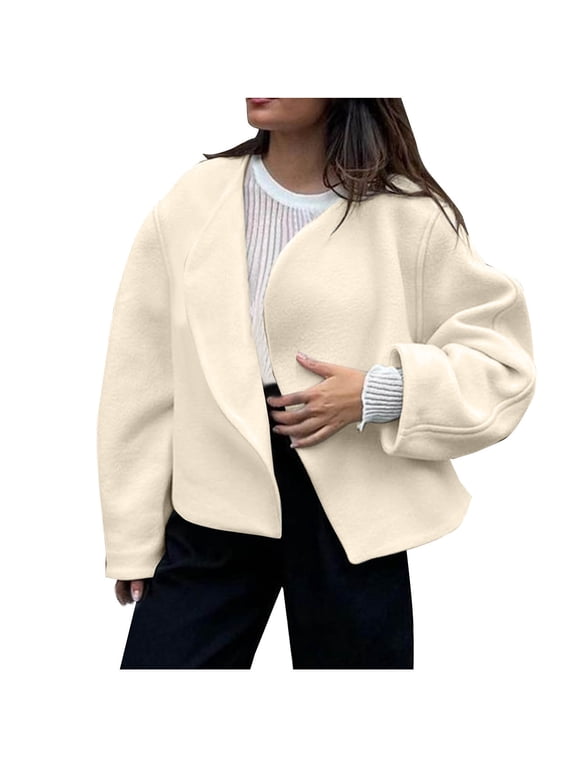 Fall Jackets for Women Flight Jackets Cardigan Shawl Collar Solid Color Drop Shoulder Open Front Fan Cut Loose Elegant Outerwear for Women Clothings
