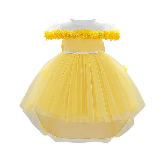 Bixock Fall and Winter Clothes,Toddler Girls Dresses,One Year Old Baby Skirt Baby Short Sleeved Sleeve Mesh Three-dimensional Flower Swallowtail Skirt Princess Skirt Bow Dress