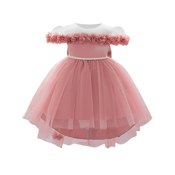 Bixock Fall and Winter Clothes,Toddler Girls Dresses,One Year Old Baby Skirt Baby Short Sleeved Sleeve Mesh Three-dimensional Flower Swallowtail Skirt Princess Skirt Bow Dress
